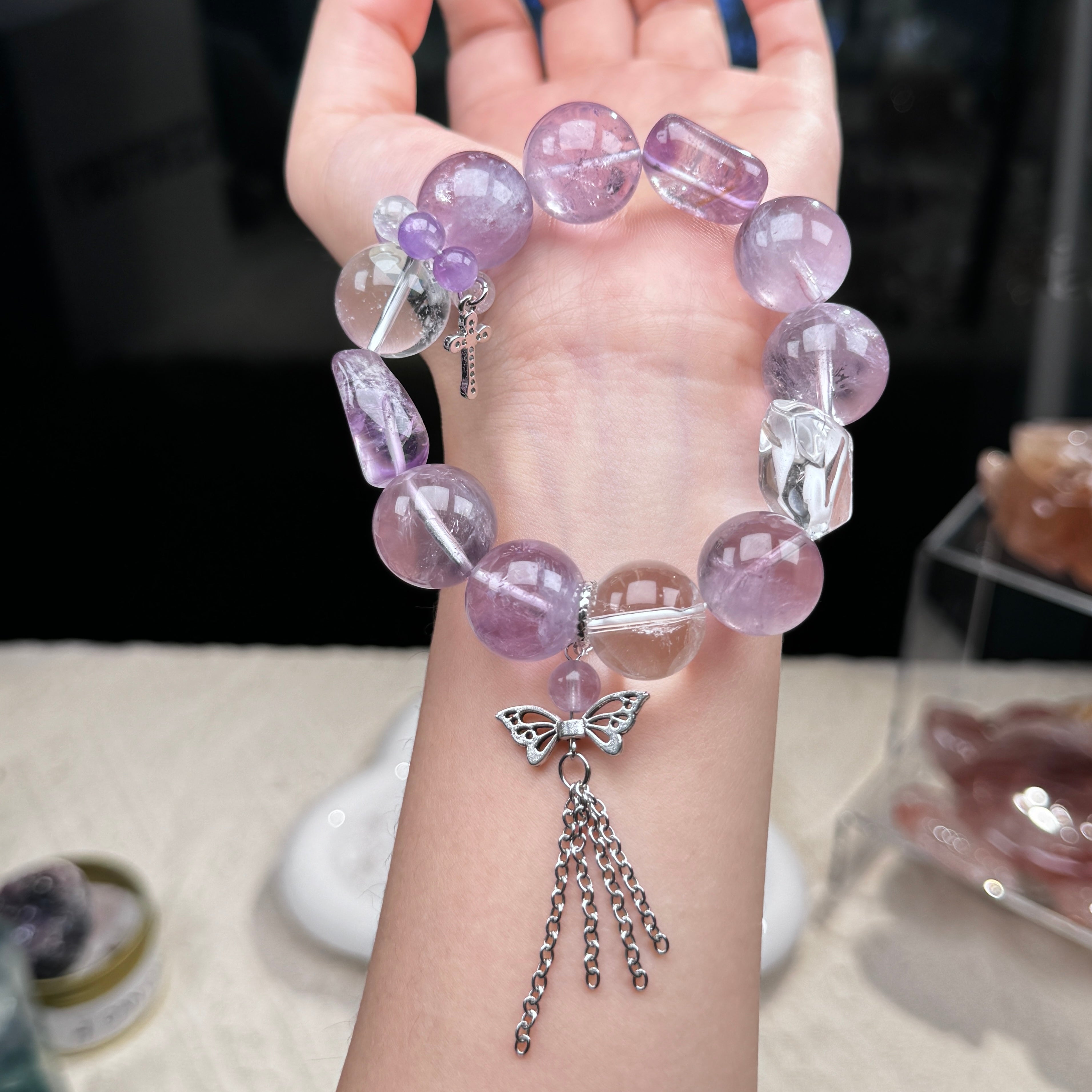 TGS DESIGN AMETHYST+HERKIMER+CLEAR QUARTZ