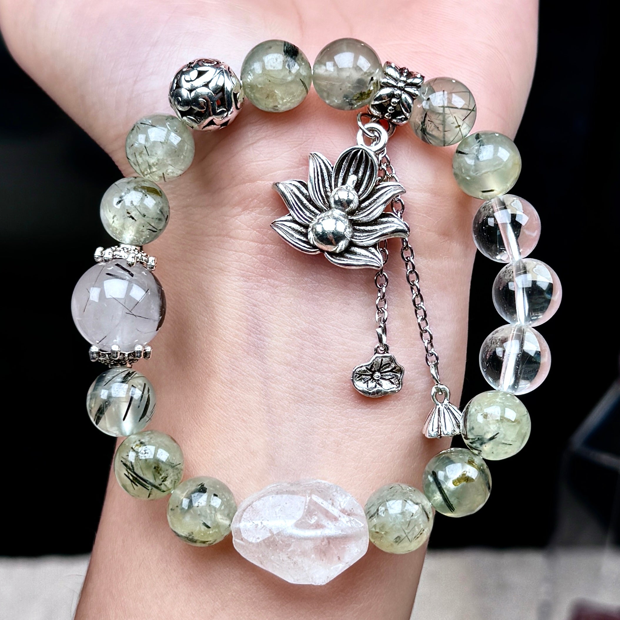 TGS DESIGN GREEN RUTILE+CLEAR QUARTZ