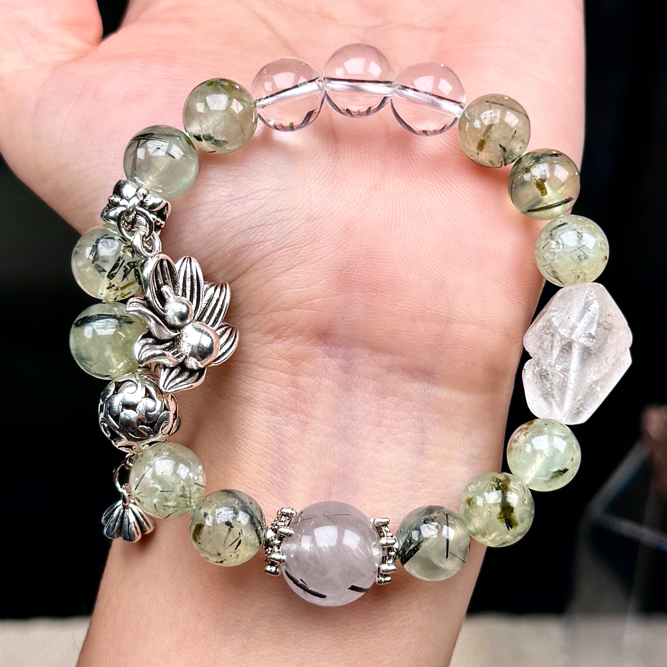 TGS DESIGN GREEN RUTILE+CLEAR QUARTZ