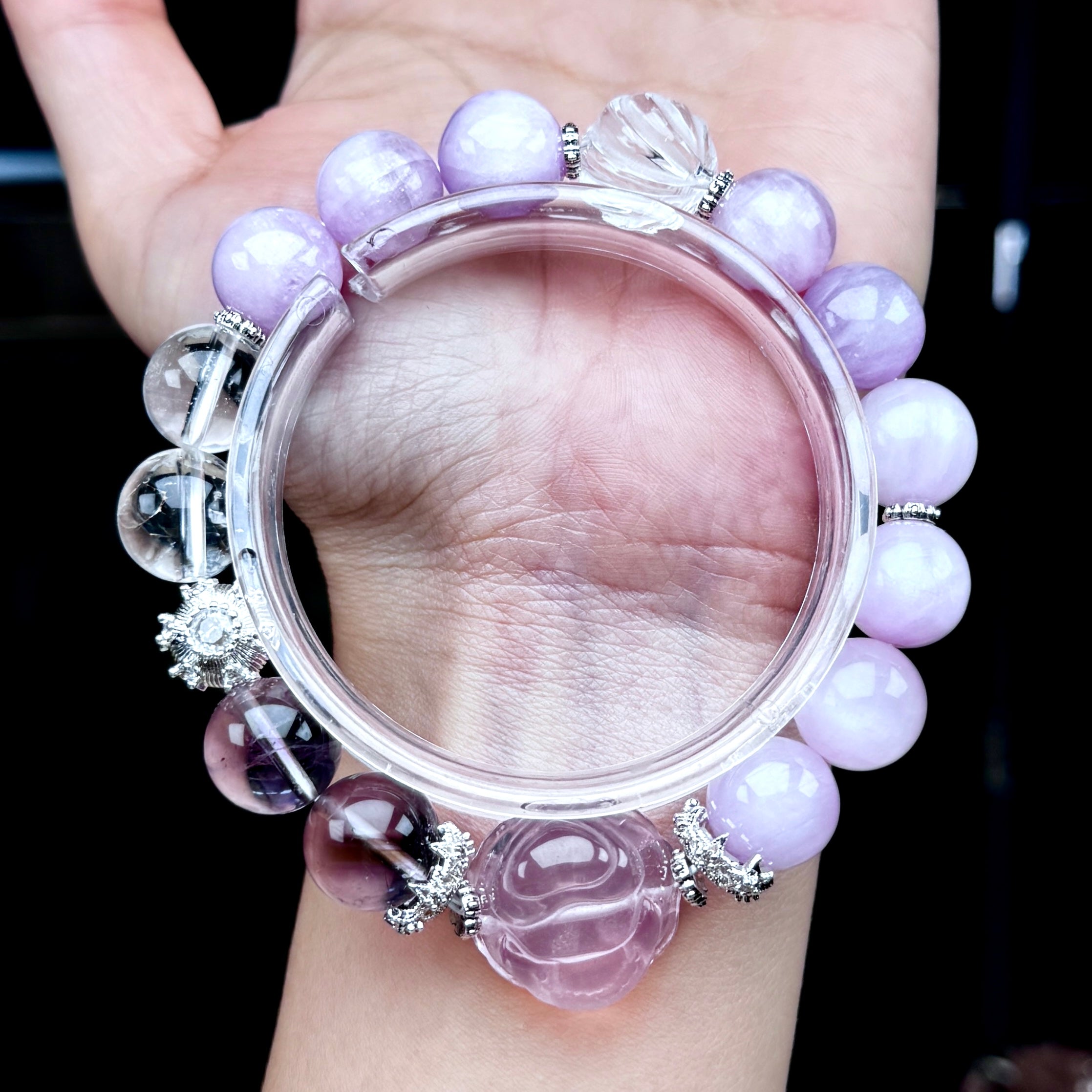 TGS DESIGN KUNZITE+AMETHYST+CLEAR QUARTZ