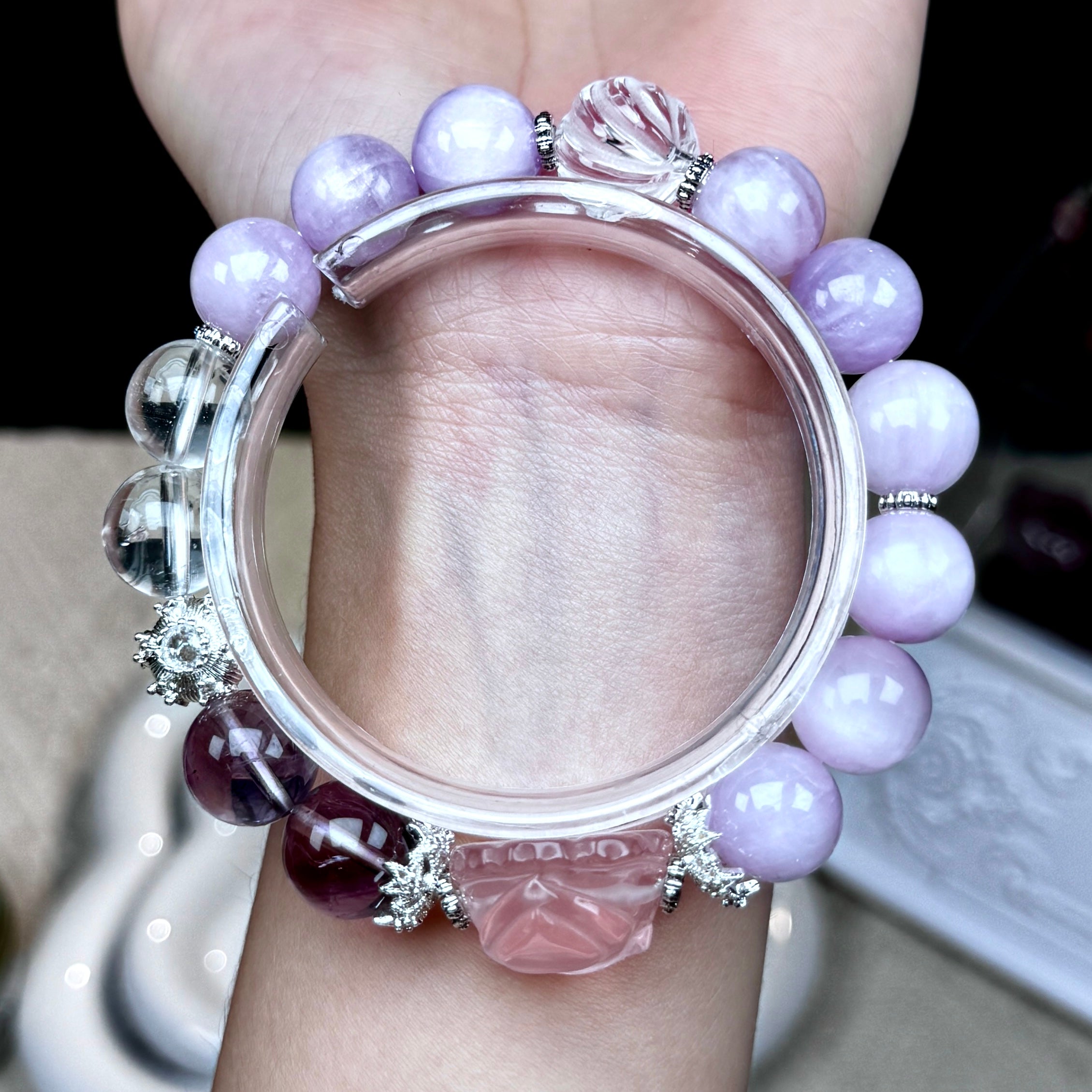 TGS DESIGN KUNZITE+AMETHYST+CLEAR QUARTZ