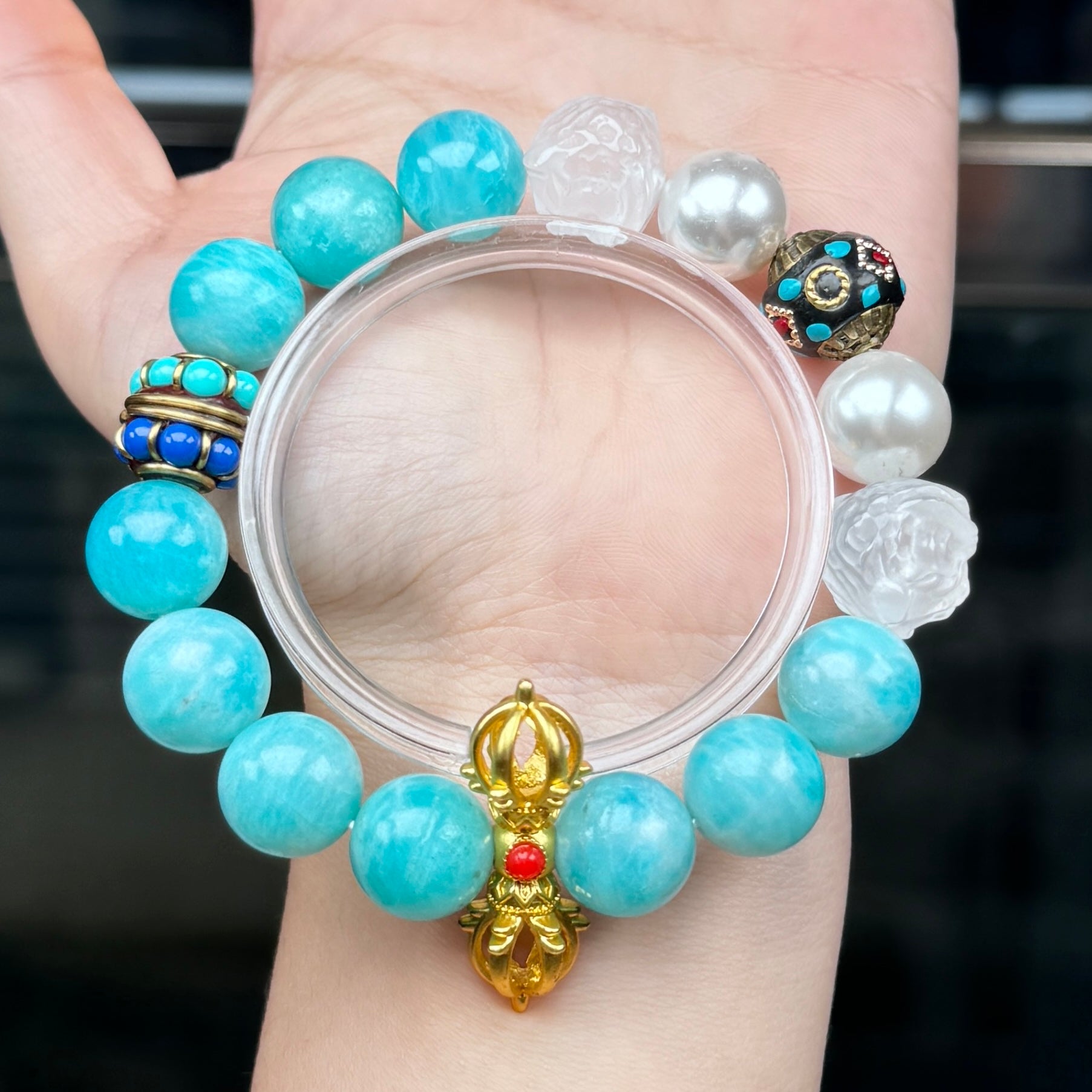 TGS DESIGN AMAZONITE+CLEAR QUARTZ