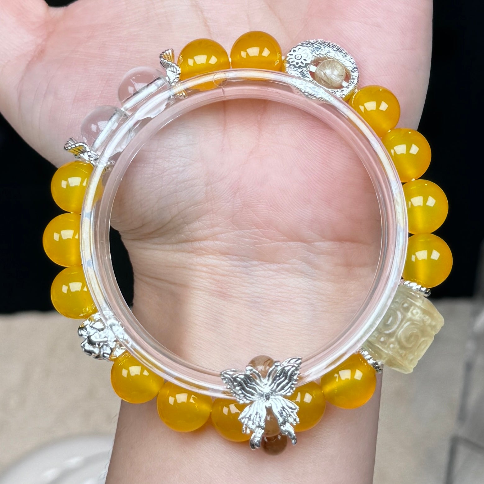 TGS DESIGN ORANGE AGATE+CITRINE+CLEAR QUARTZ