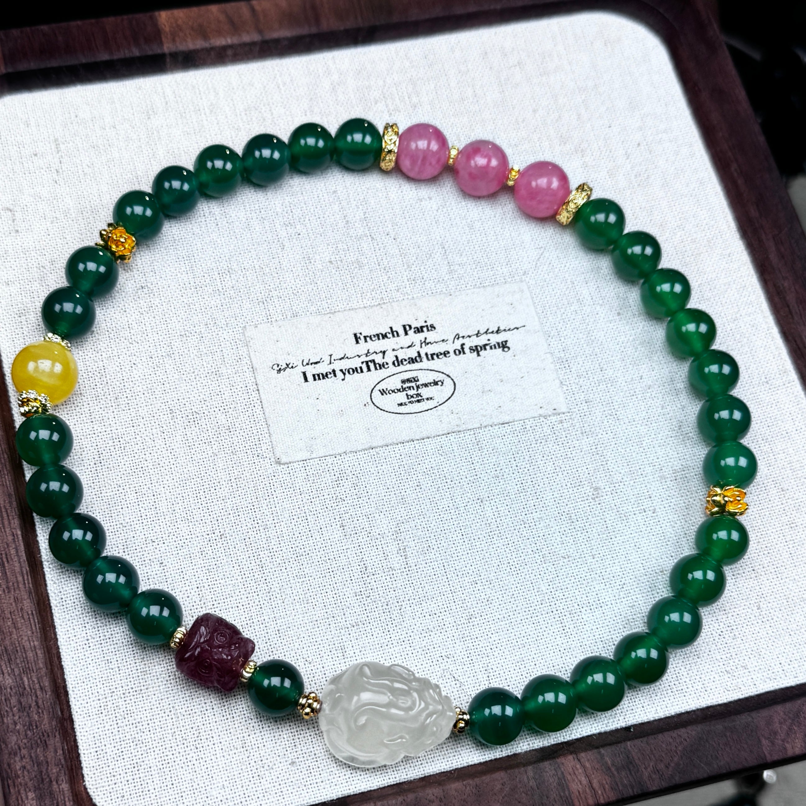 TGS DESIGN  GREEN AGATE+ICE RHODONITE+PIXIU CITRINE