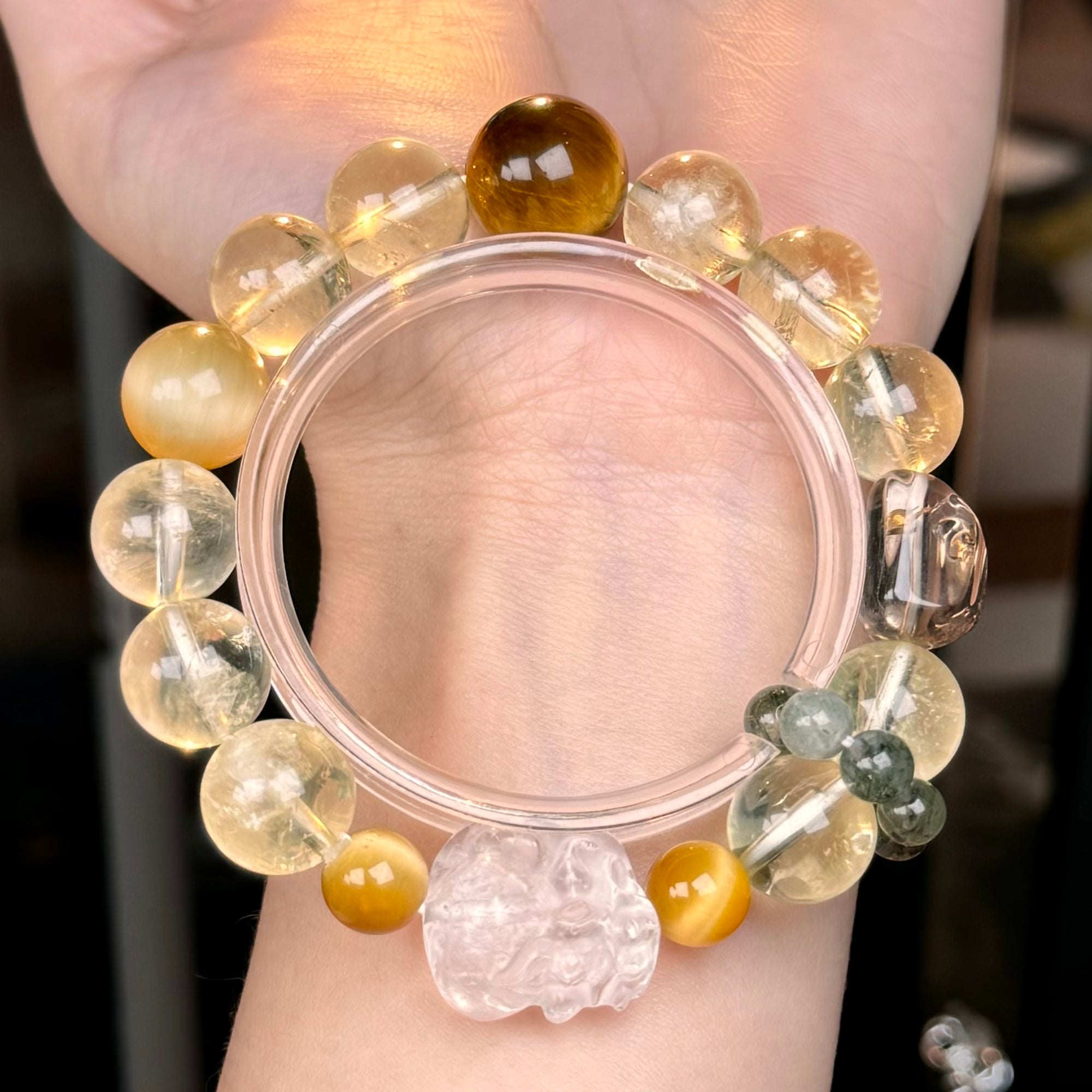 TGS DESIGN CITRINE+CLEAR QUARTZ+YELLOW TIGER EYE