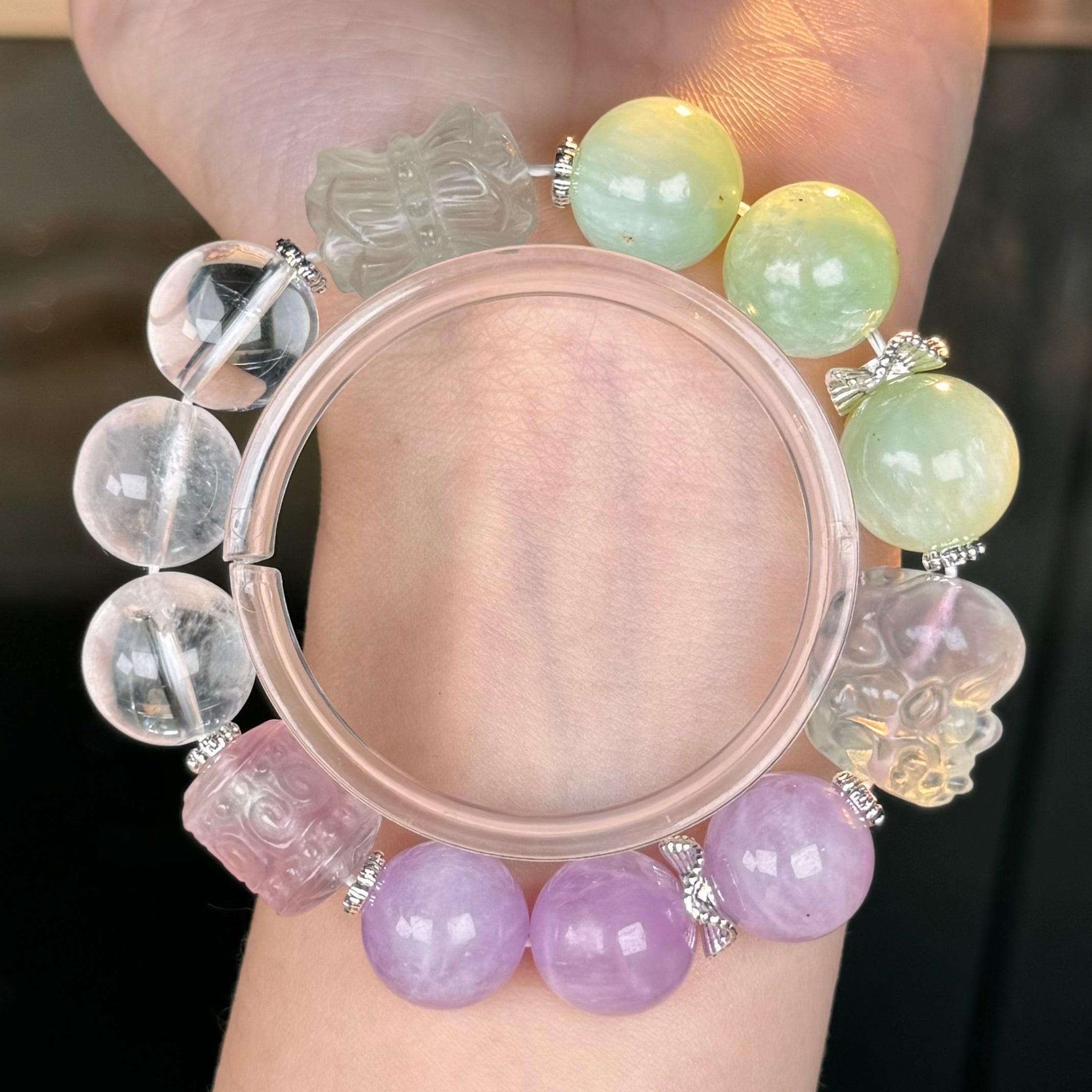 TGS DESIGN FLUORITE+CLEAR QUARTZ+KUNZITE