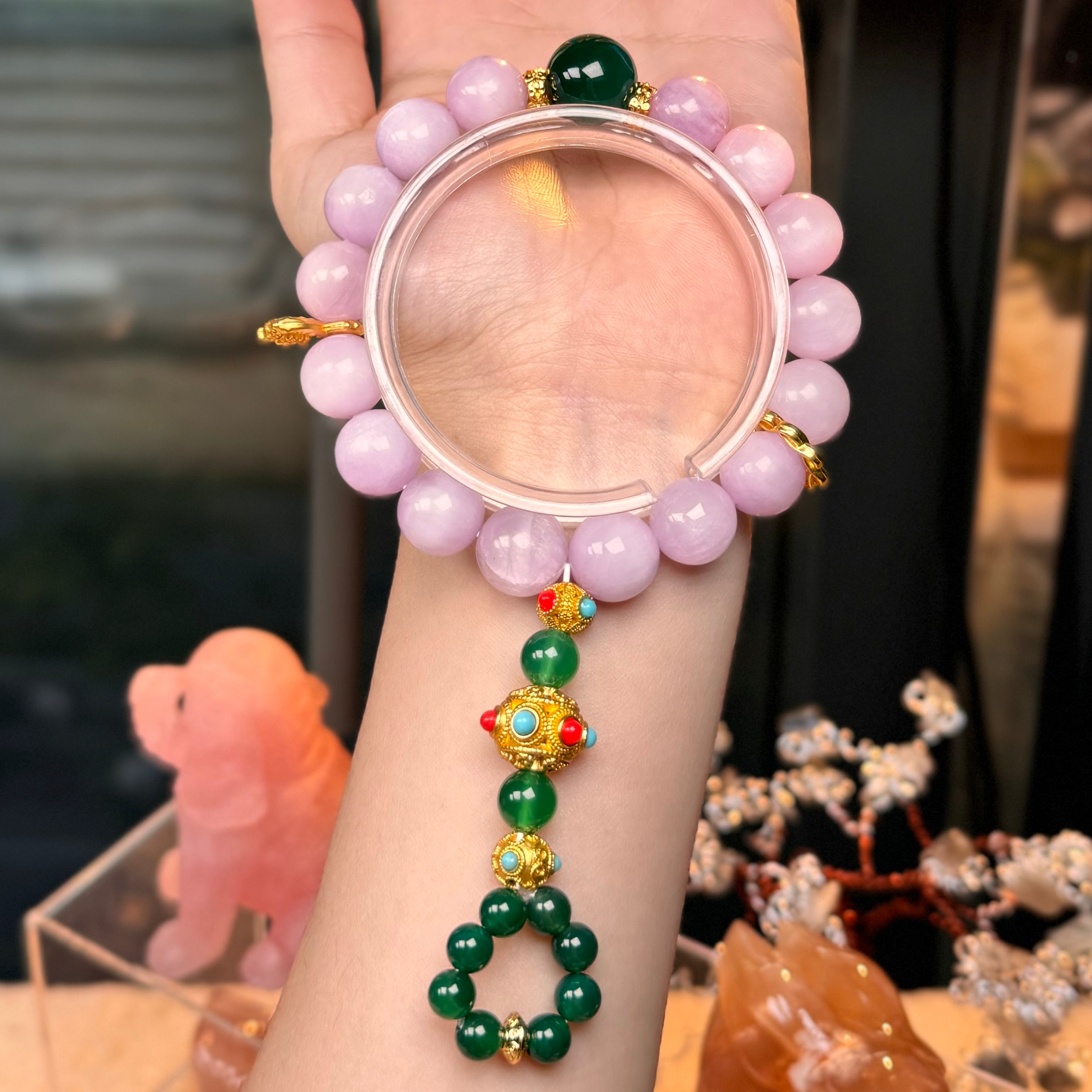 TGS DESIGN KUNZITE+GREEN AGATE