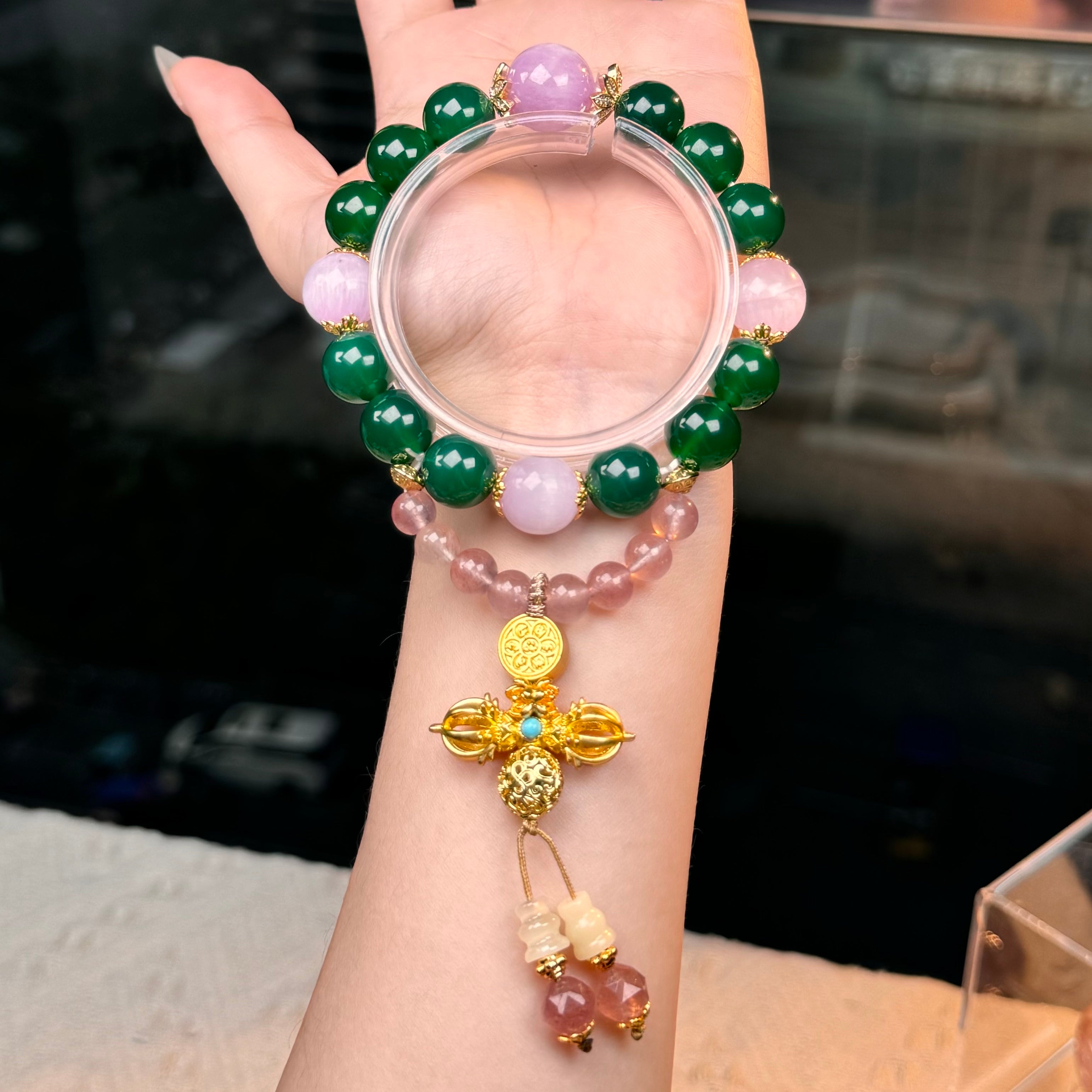 TGS DESIGN GREEN AGATE+KUNZITE