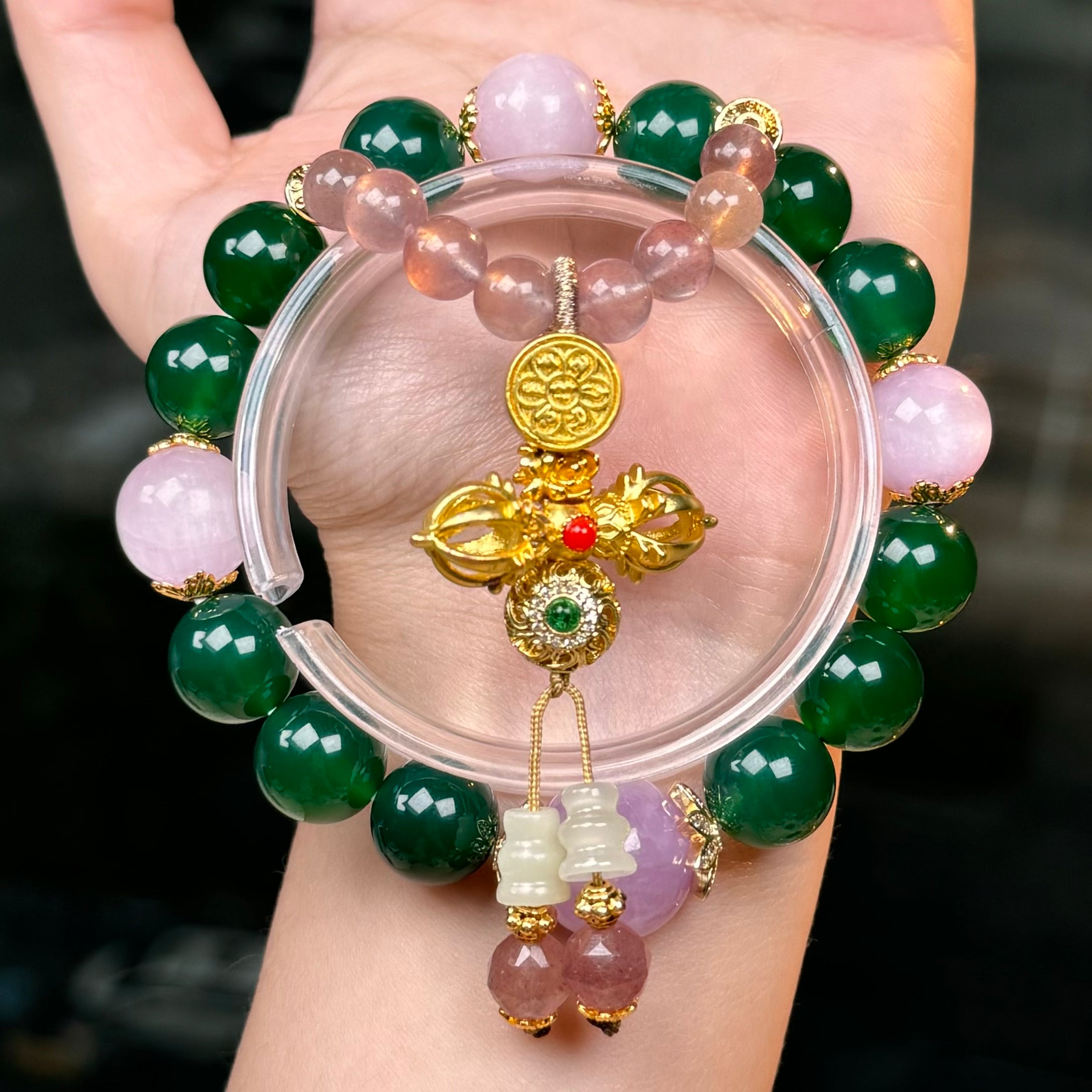 TGS DESIGN GREEN AGATE+KUNZITE