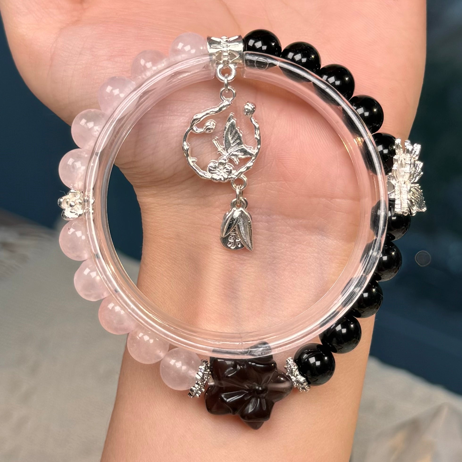 TGS DESIGN BLACK OBSIDIAN+ROSE QUARTZ+ICE OBSIDIAN