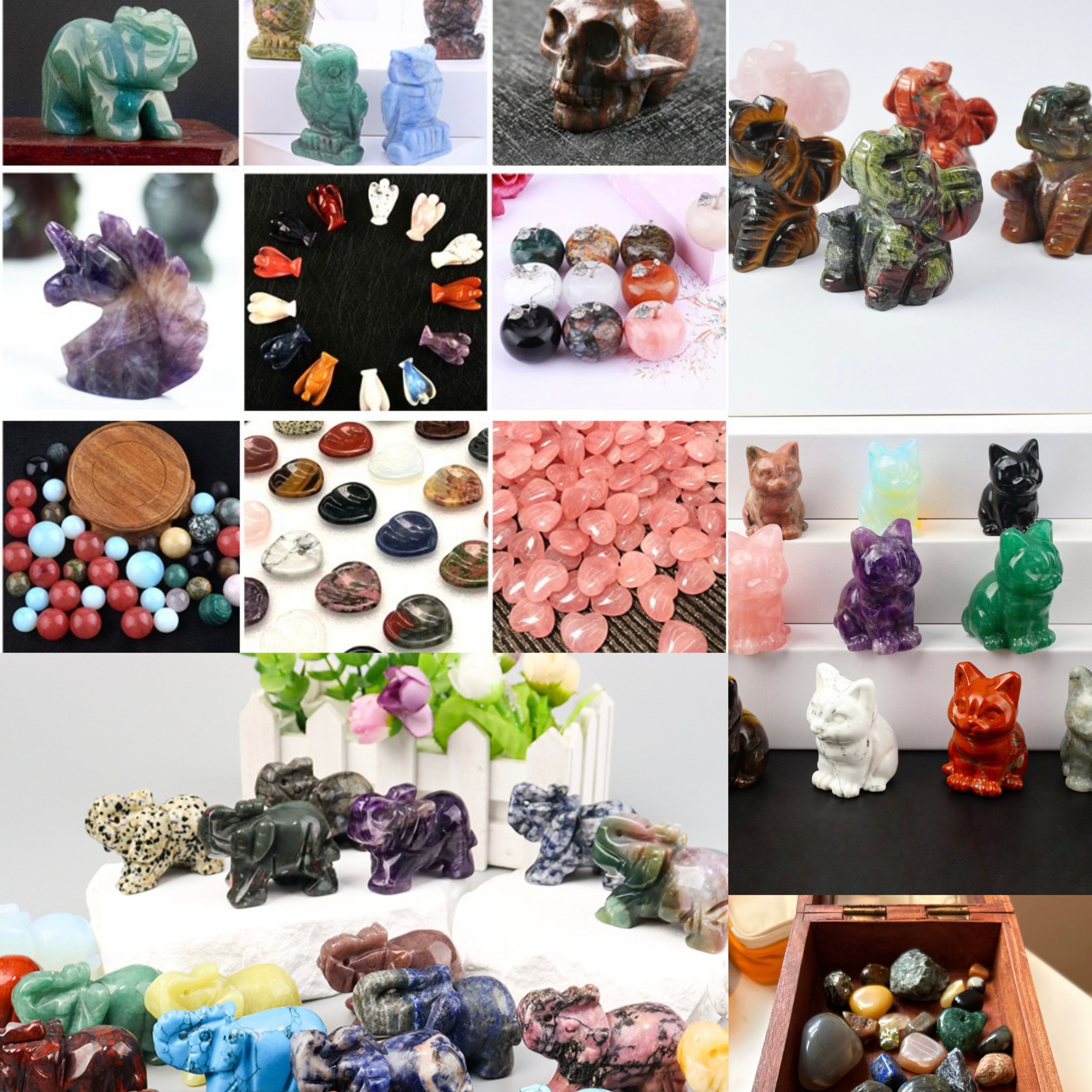 Carving Bags Natural Crystals(Heart game)